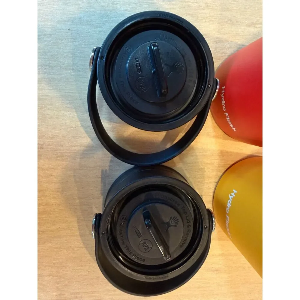 Hydro Flask 20 oz Wide Mouth Coffee Flex Sip Lid Lot of 2 Goji Red & Yellow